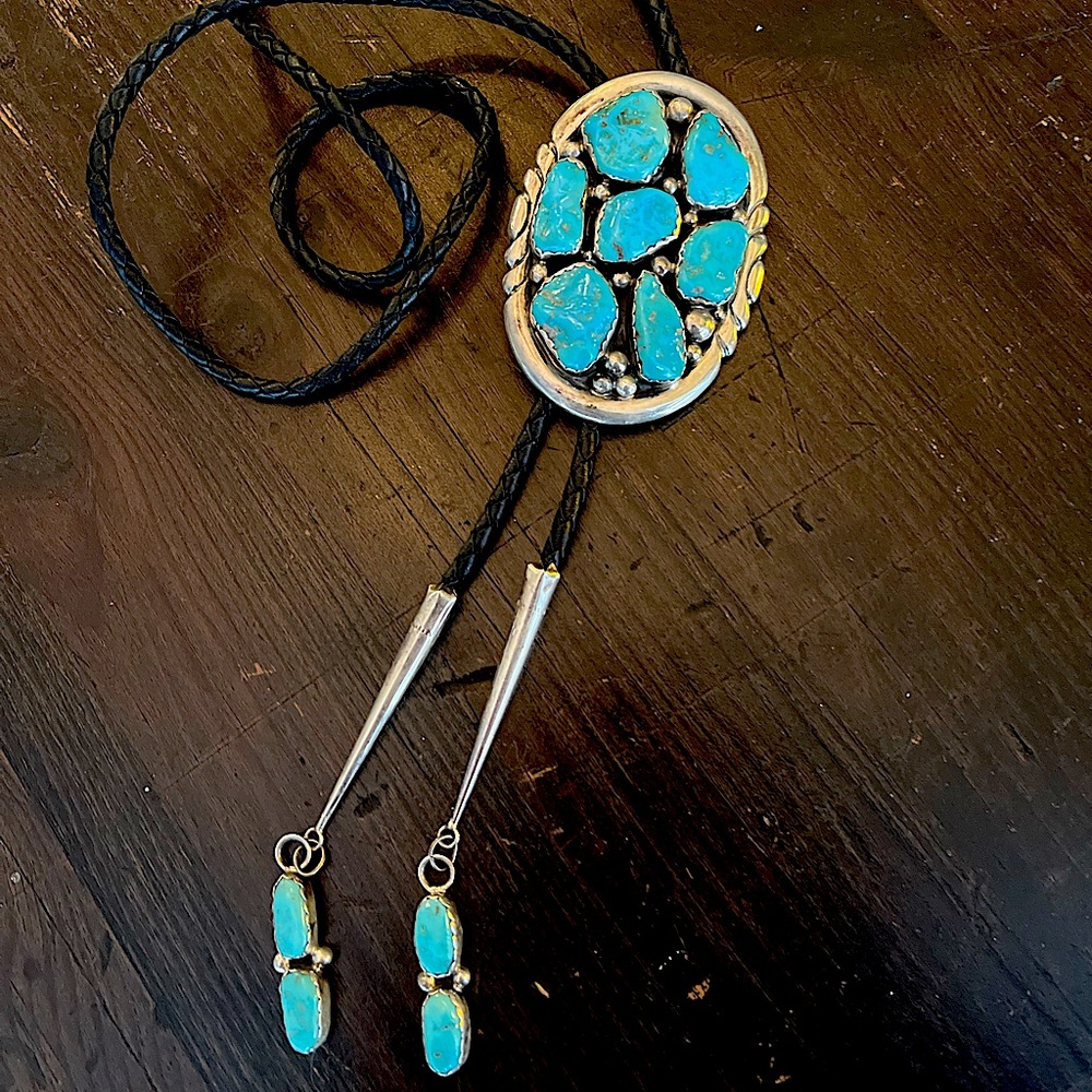 Vintage 1970’s Large Bolo Tie created by EUGENE & YVONNE MAHOOTY/ EYM ZUNI